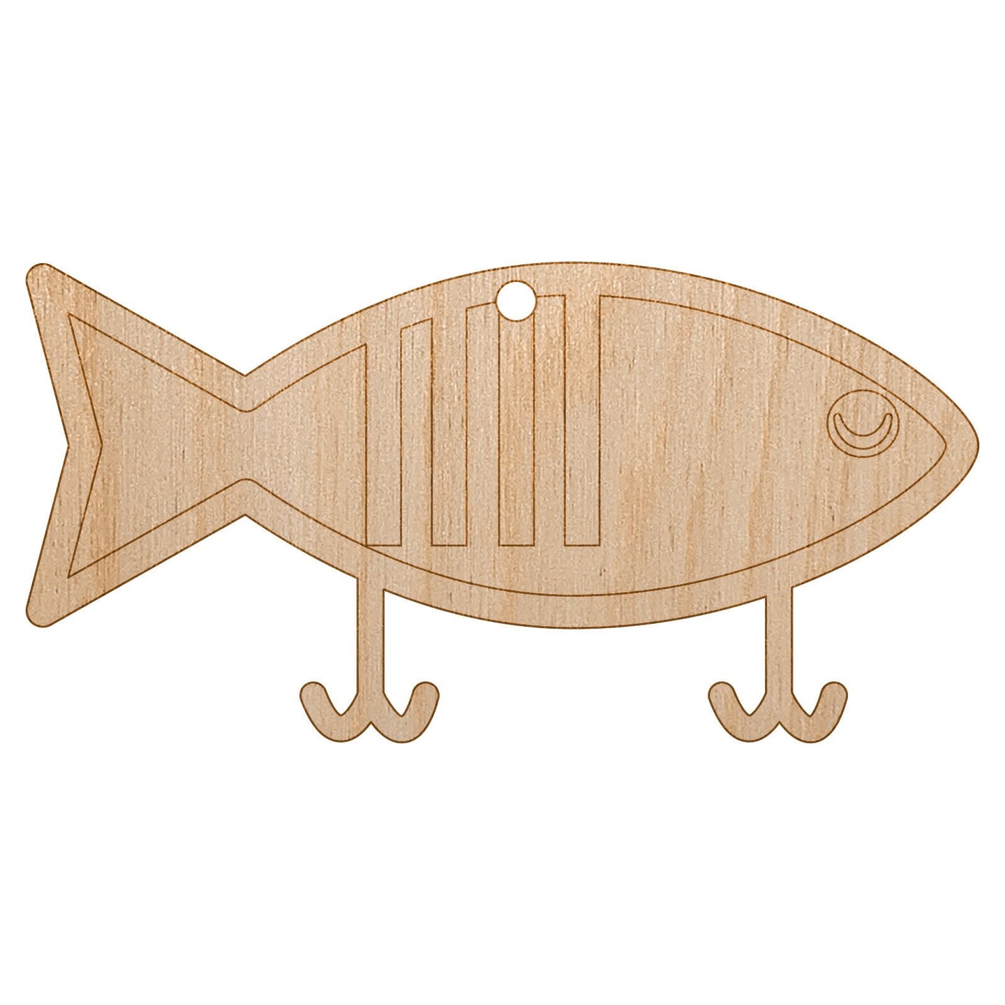 Fishing Lure Unfinished Craft Wood Holiday Christmas Tree DIY Pre-Drilled Ornament