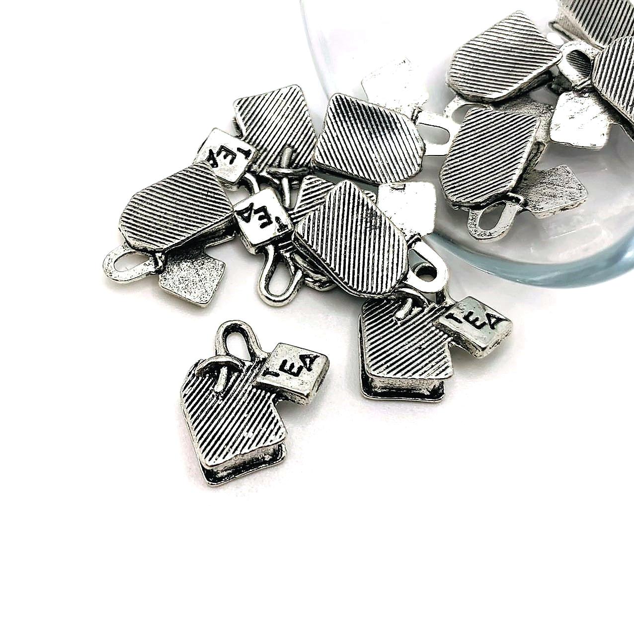 4, 20 or 50 Pieces: Silver Tea Bag 3D Charms | Michaels