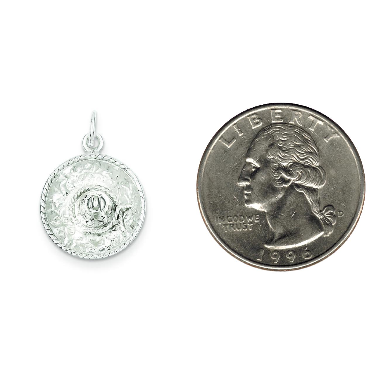 Sterling Silver Sombrero Charm Pendant Jewelry Mexico 20mm x 15mm
