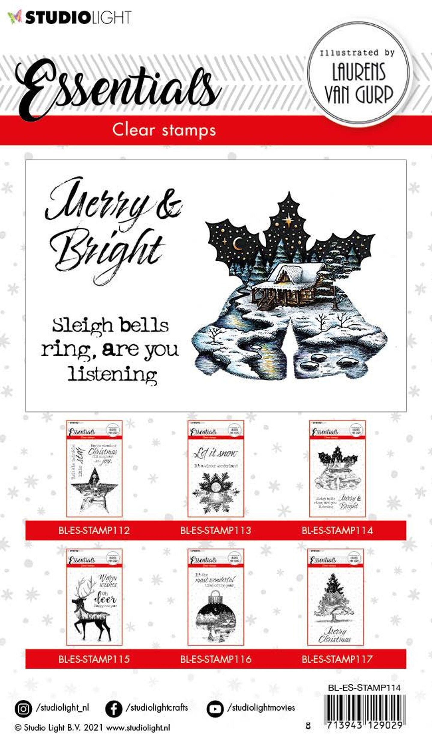 Studio Light BL Clear Stamp Christmas Bells Essentials 105x148mm nr.114