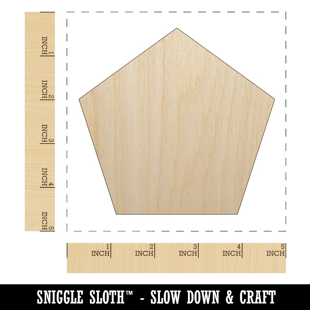 Pentagon Solid Unfinished Wood Shape Piece Cutout for DIY Craft Projects