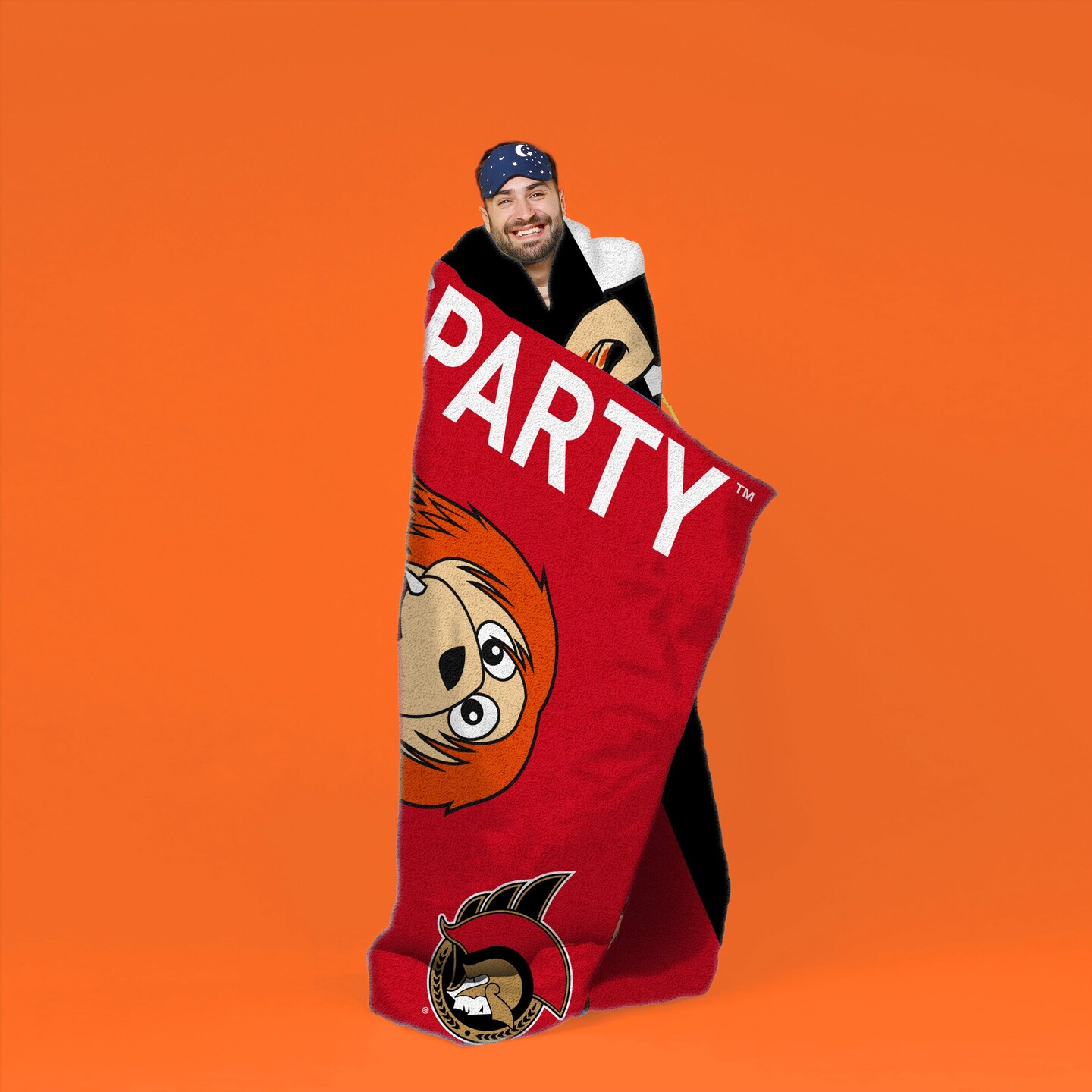 Sleep Squad Ottawa Senators Sparty Mascot 60&#x201D; x 80&#x201D; Raschel Plush Hockey Blanket