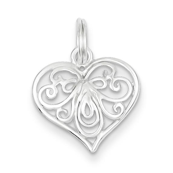 Sterling Silver Heart Charm &#x26; 18&#x22; Chain Jewerly 20mm x 11mm