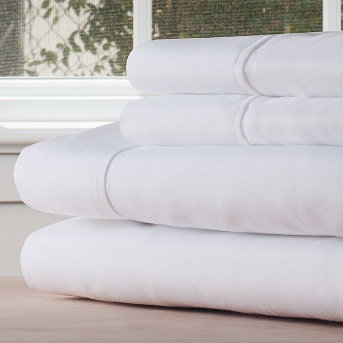 Lavish Home Queen Sheet Set 4 Piece White Microfiber Cool Breathable Stain Resistant