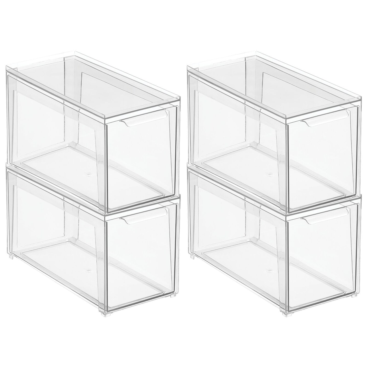 mDesign Plastic Stackable Kitchen Pantry Organizer with Drawer