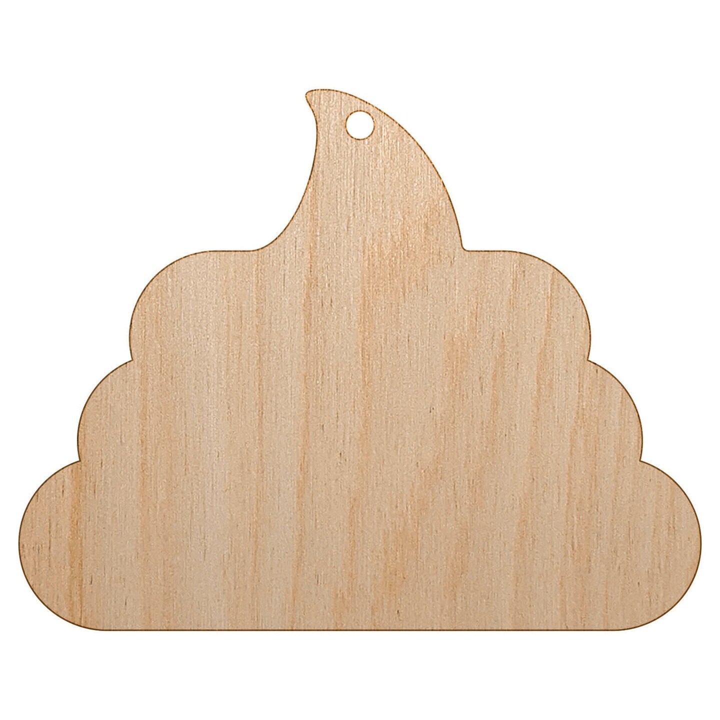 Poop Symbol Emoticon Solid Unfinished Craft Wood Holiday Christmas Tree DIY Pre-Drilled Ornament