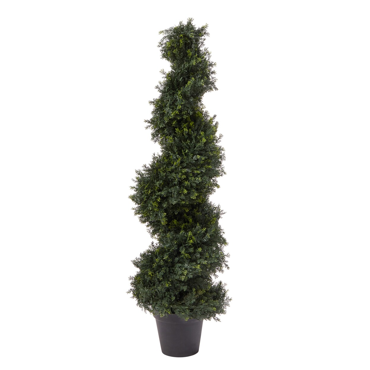 Pure Garden 4-Foot-Tall Artificial Cypress Spiral Topiary Tree- Potted Indoor or Outdoor UV Protection Trees in Pot
