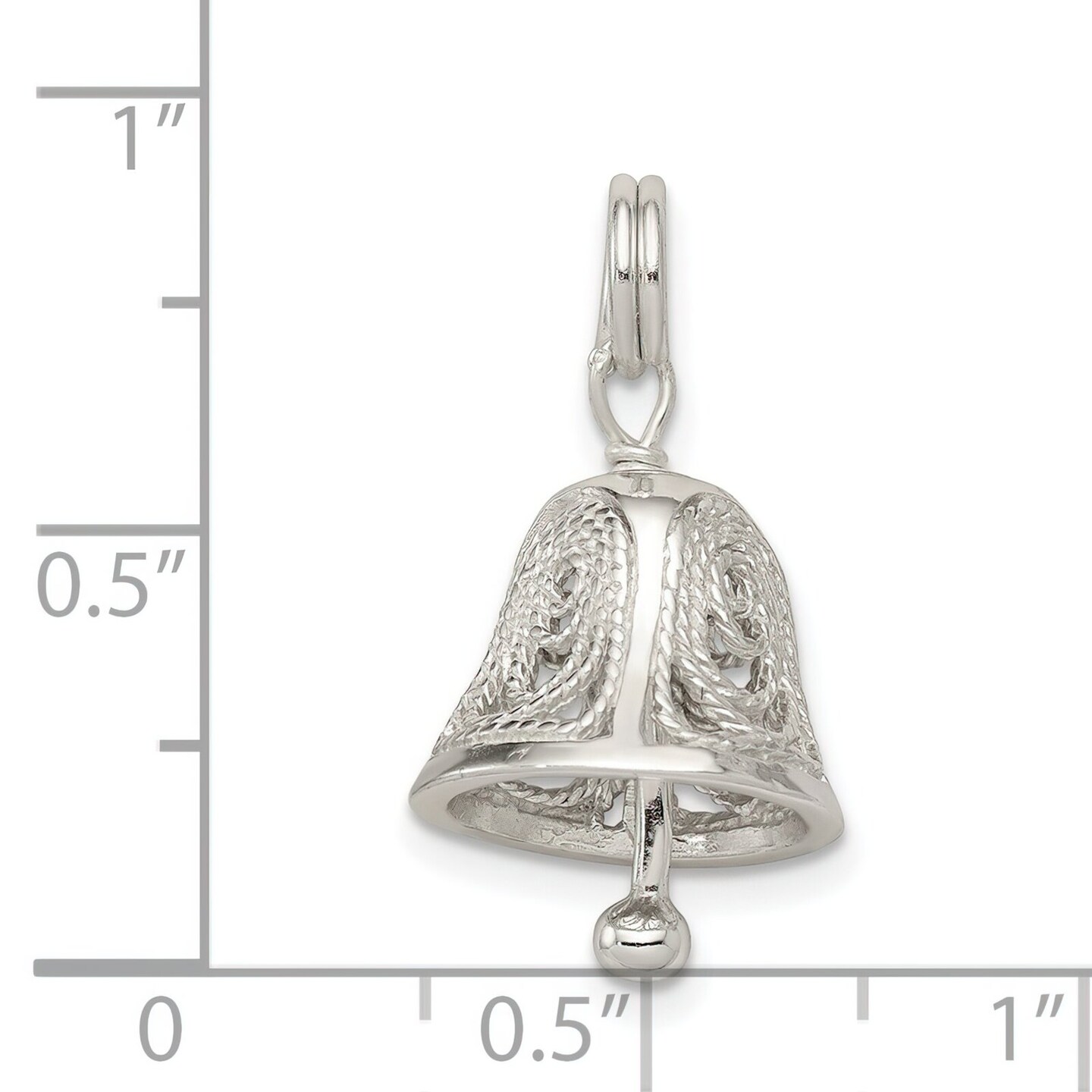 Sterling Silver Bell Charm Pendant Wedding Jewelry 17mm x 12mm