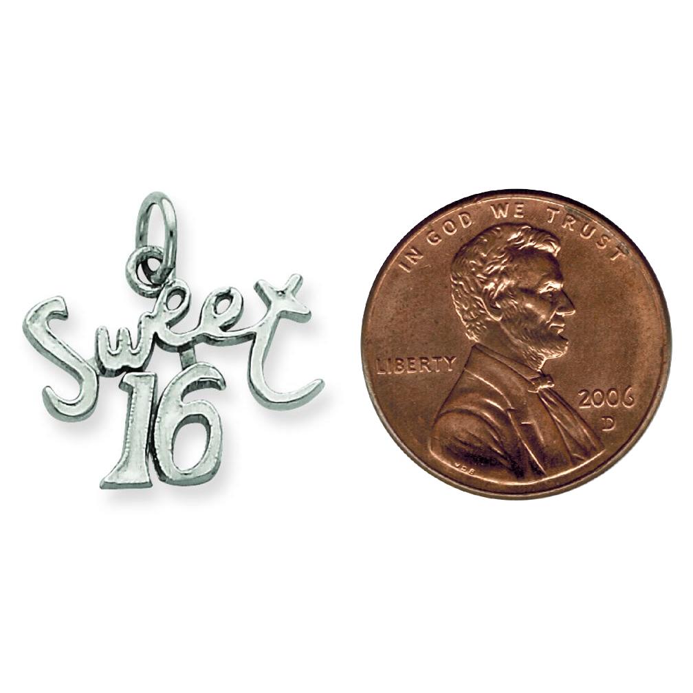 Sterling Silver Sweet 16 Charm Pendant Birthday Jewelry 19mm x 18mm