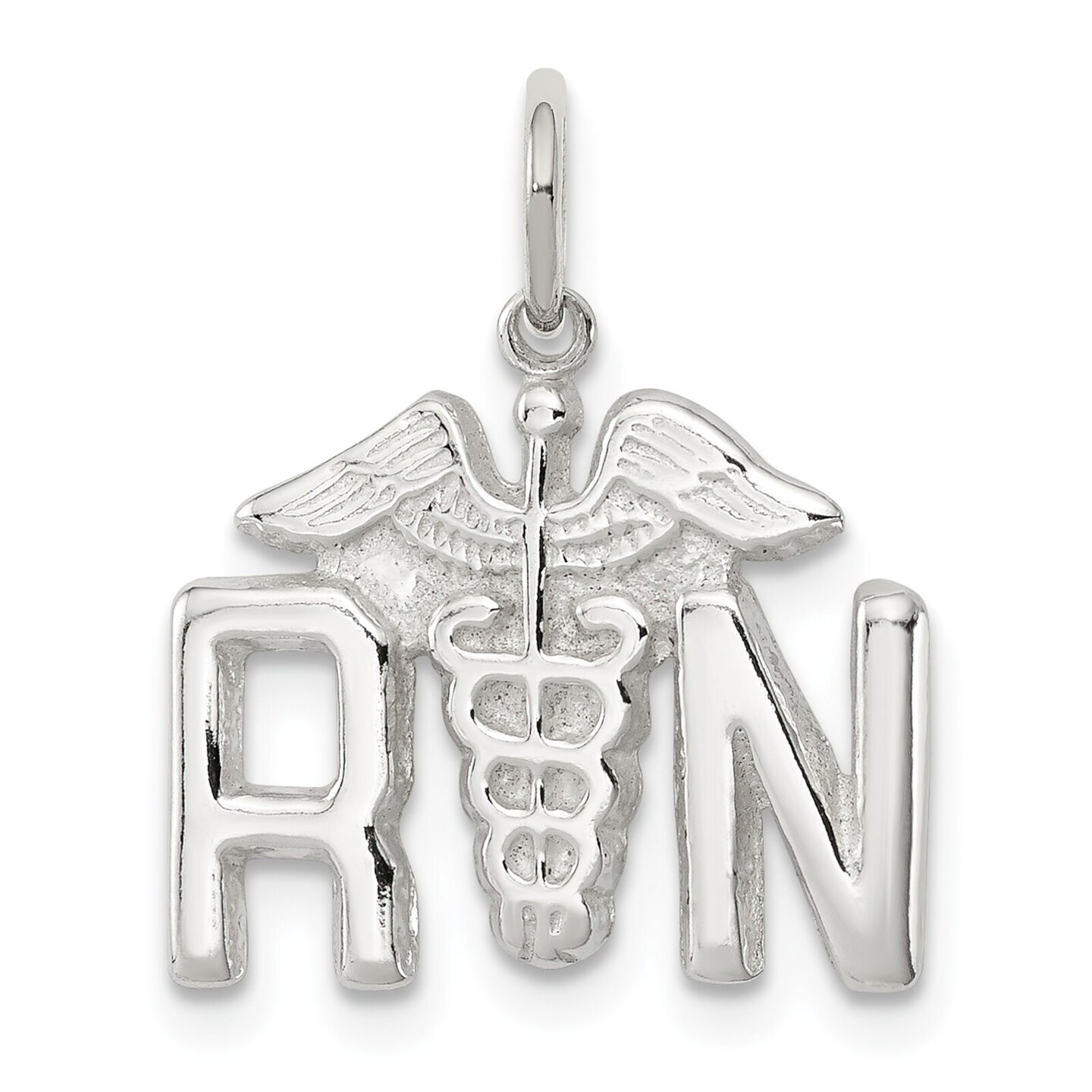 Sterling Silver RN Caduceus Charm Pendant Jewelry 16mm x 18mm