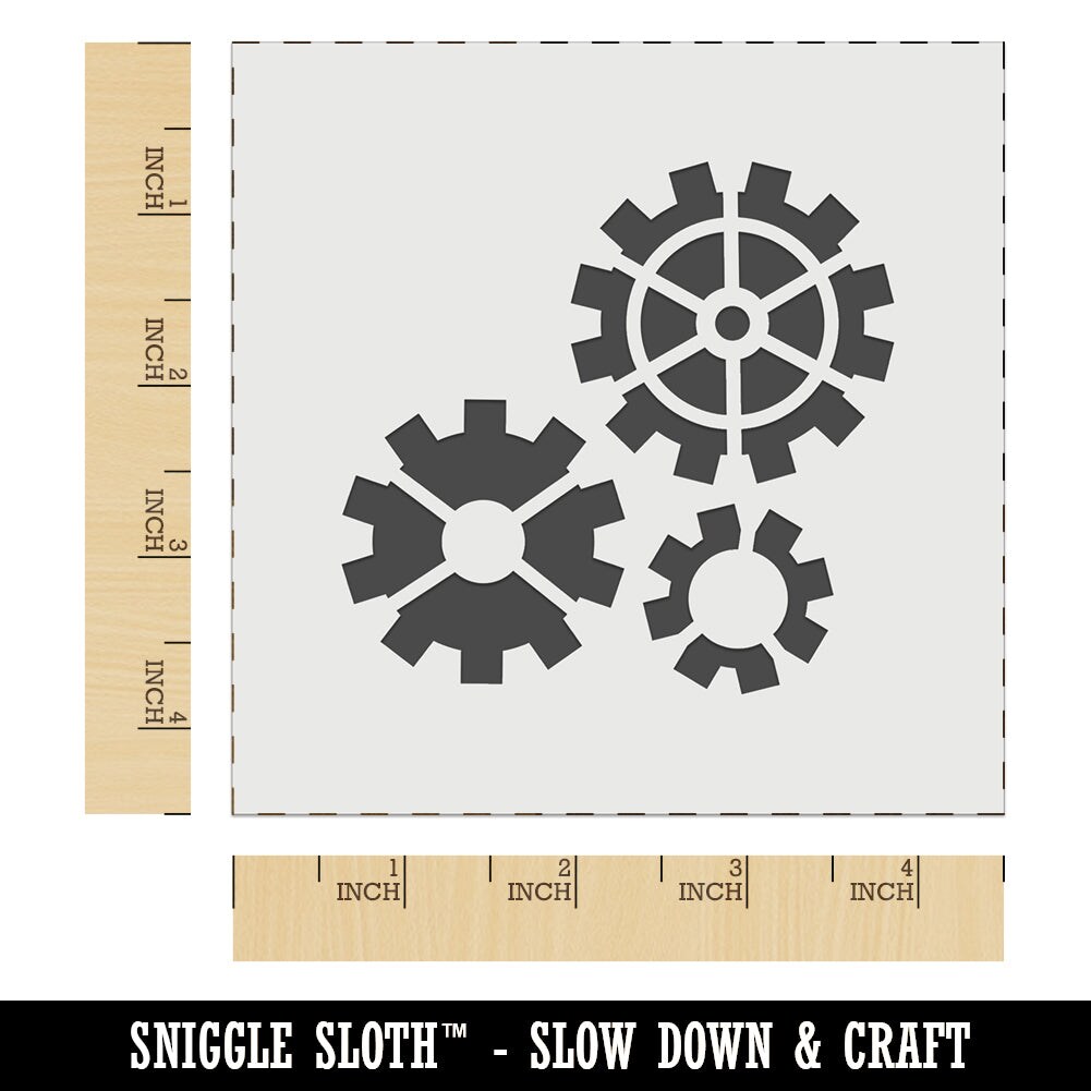 Group of Gears Steampunk Wall Cookie DIY Craft Reusable Stencil