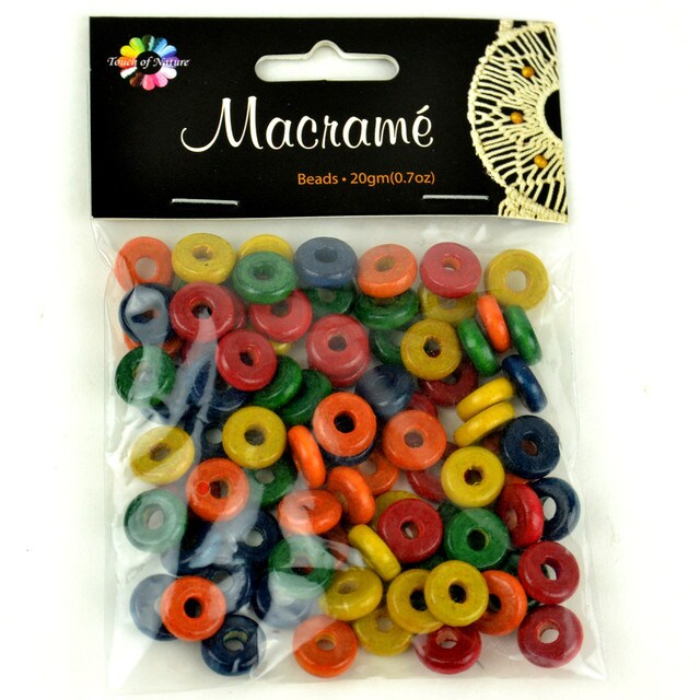Touch of Nature Mixed Flat Colored Macramé Beads, 20g