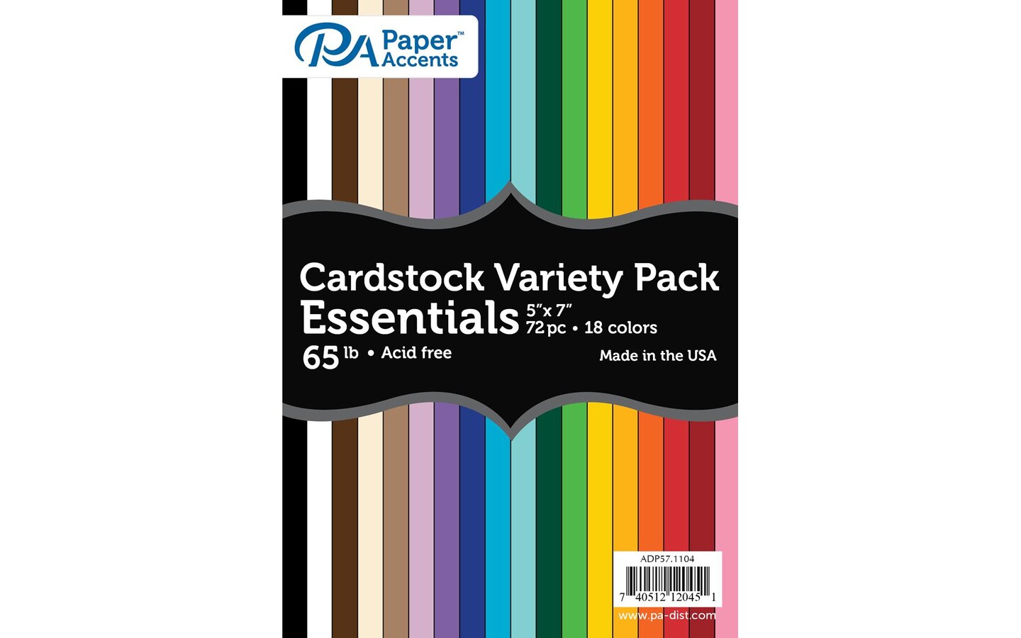 PA Paper Accents Rainbow Cardstock 5" x 7" Variety Pack, Modern Hues, 65lb colored cardstock paper for card making, scrapbooking, printing, quilling and crafts, 72 pieces