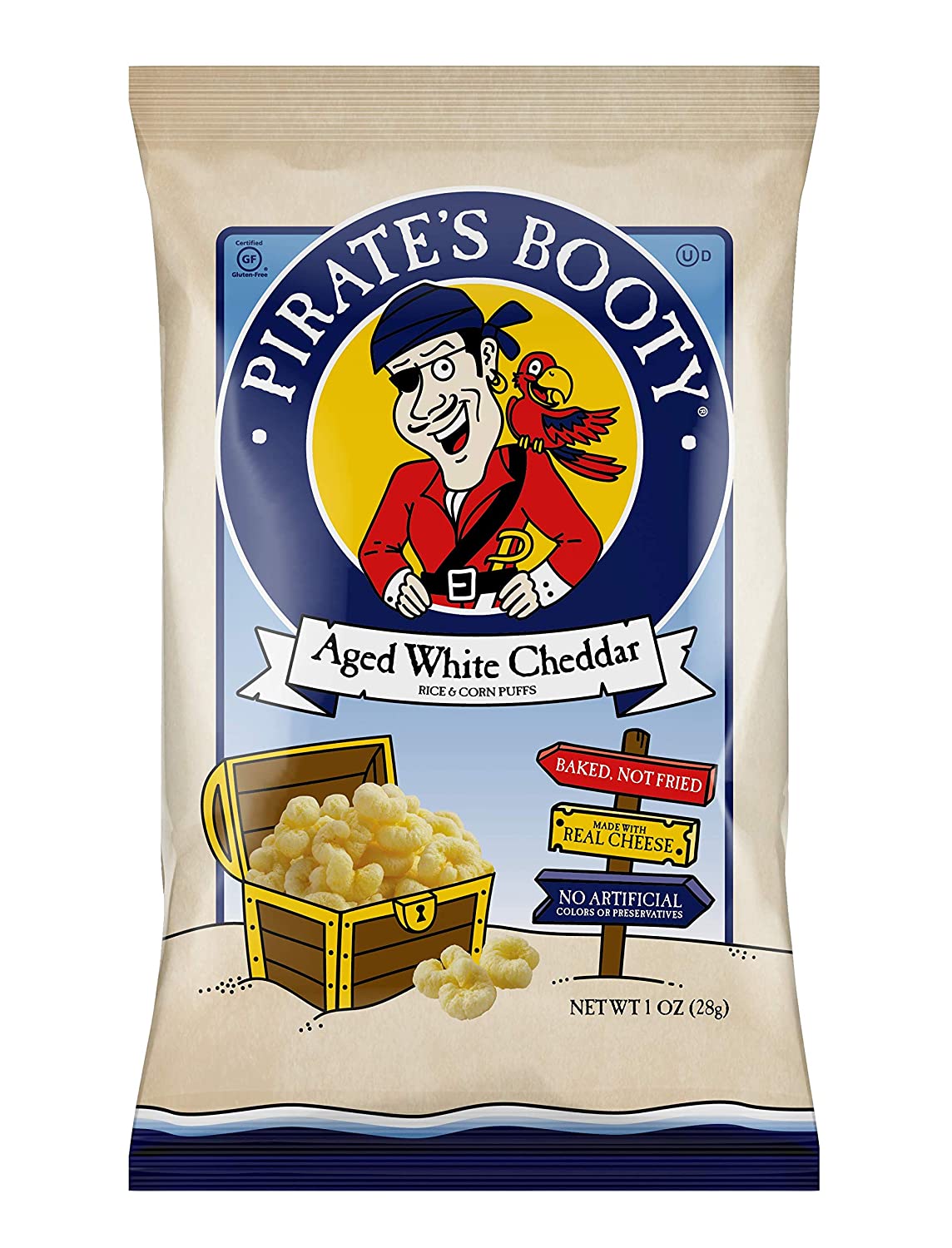 Snack Puffs, Aged White Cheddar, 1 oz(Case of 12)