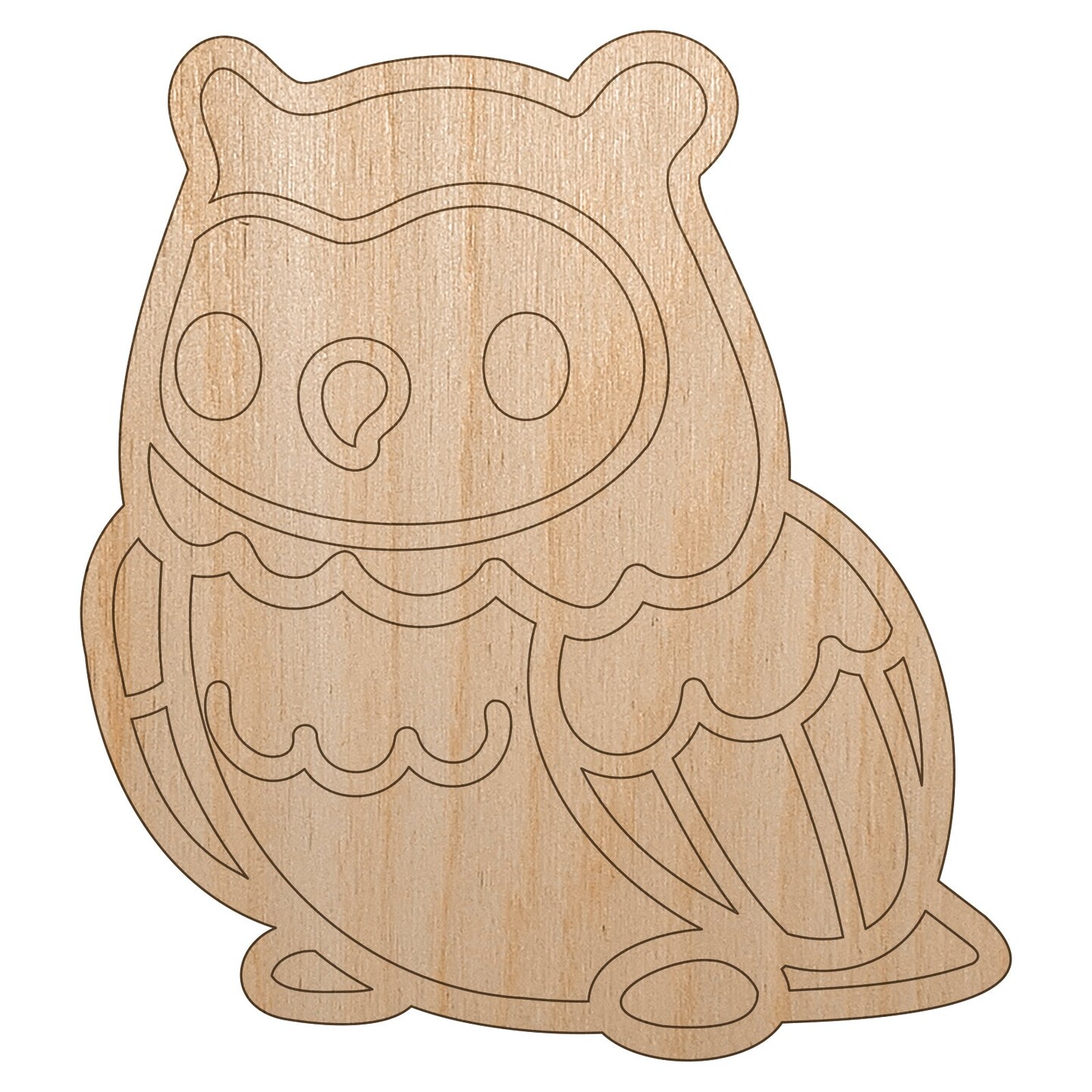 Kawaii Cute Owl Bird Unfinished Wood Shape Piece Cutout for DIY Craft Projects