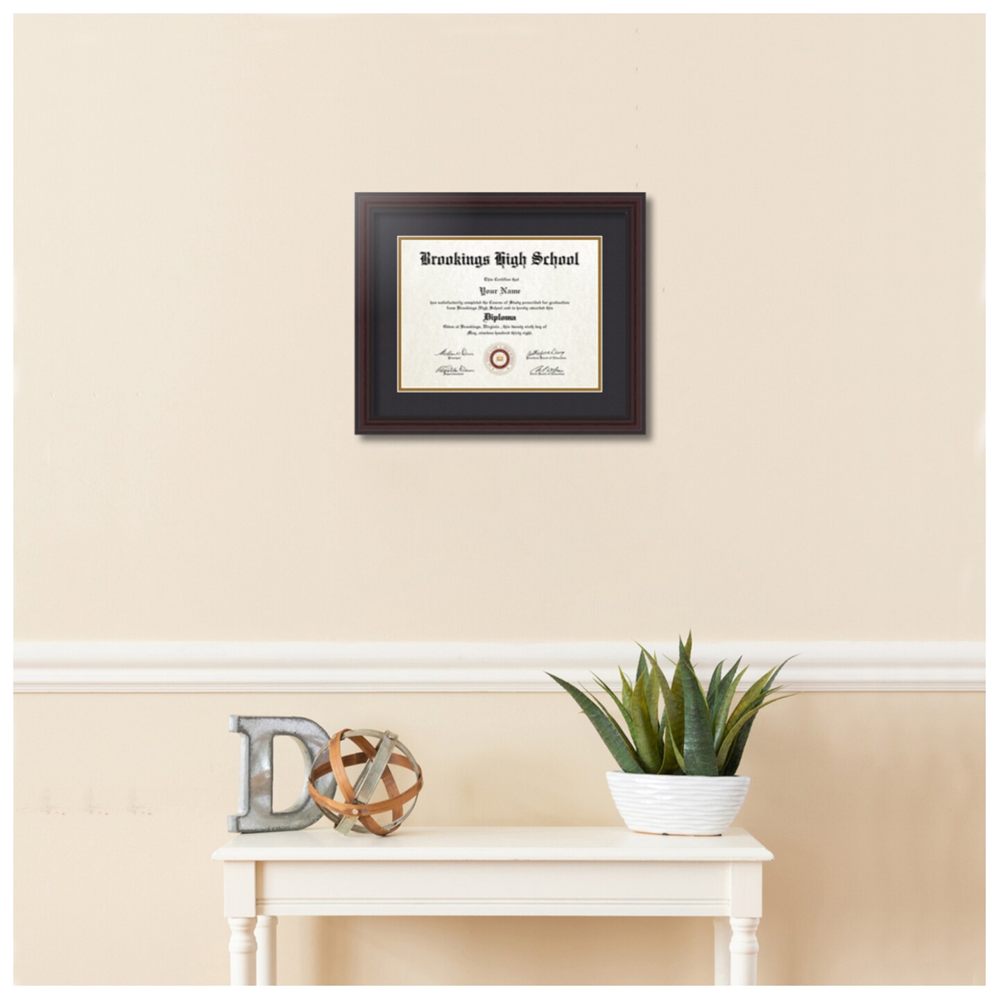 ArtToFrames 9x12 inch Diploma Frame - Framed with Black and Gold Mats, Comes with Regular Glass and Sawtooth Hanger for Wall Hanging (D-9x12)
