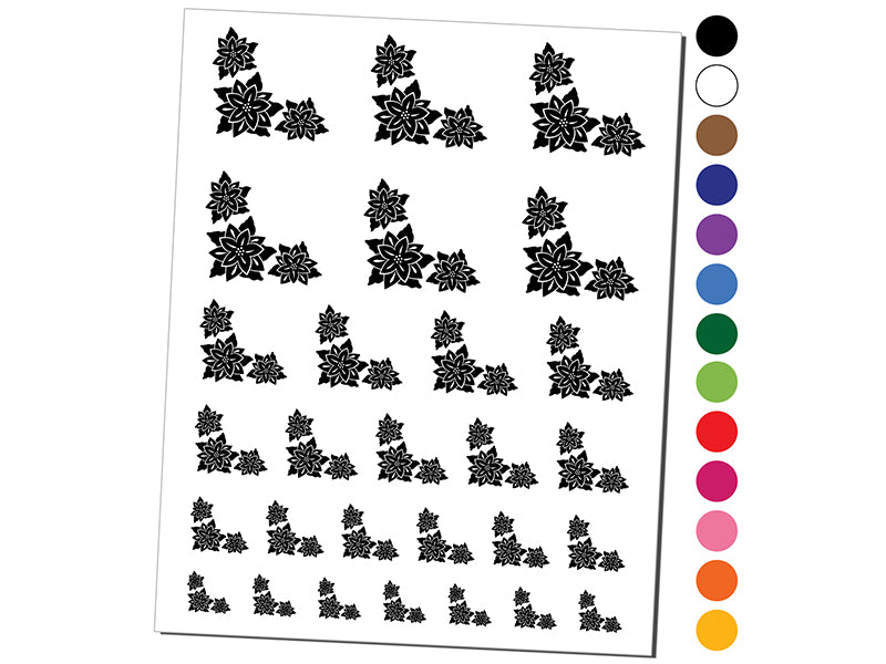 Poinsettia Corner Temporary Tattoo Water Resistant Fake Body Art Set