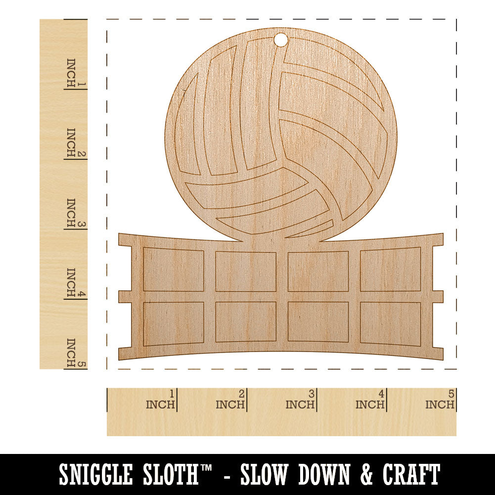Volleyball and Net Unfinished Craft Wood Holiday Christmas Tree DIY Pre-Drilled Ornament