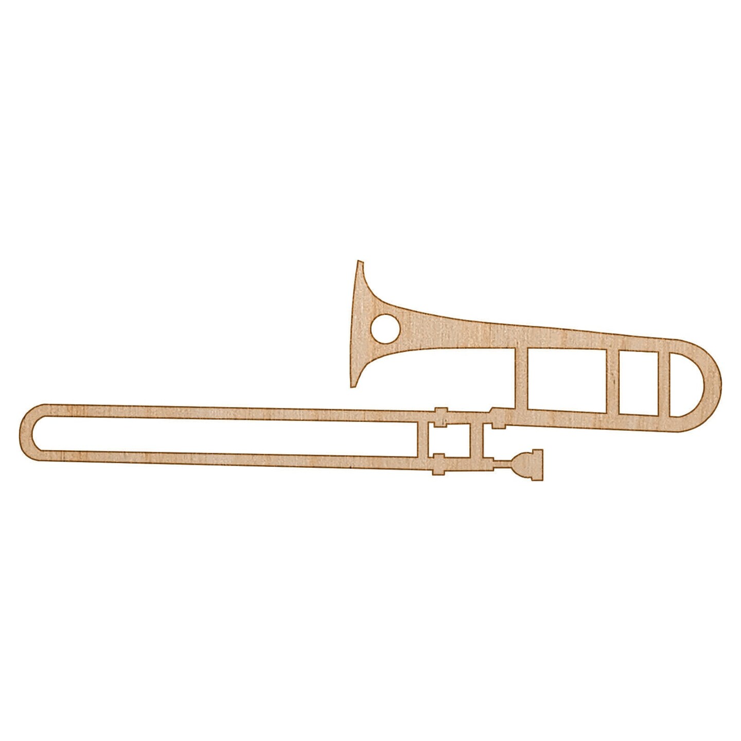 Trombone Music Instrument Silhouette Unfinished Craft Wood Holiday Christmas Tree DIY Pre-Drilled Ornament