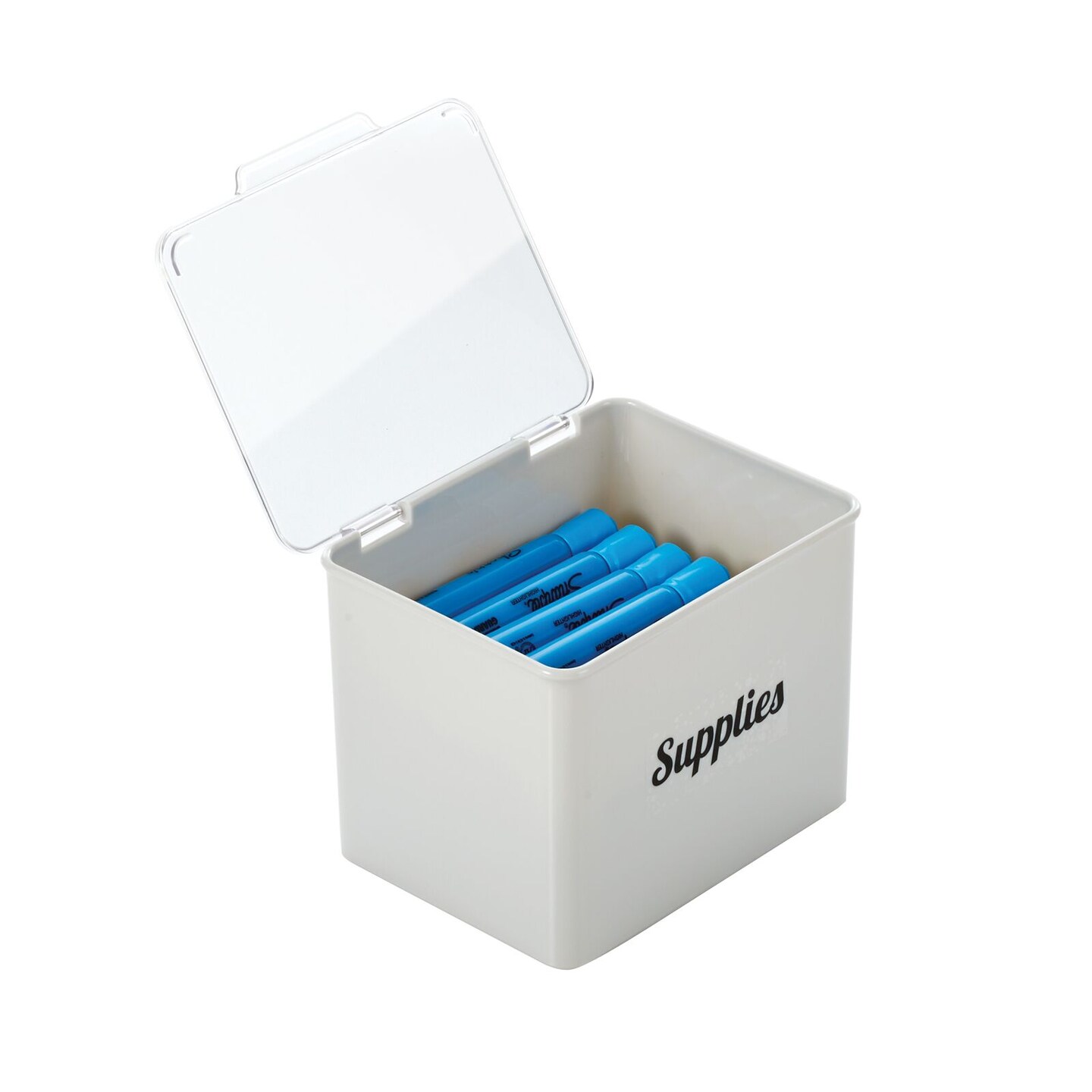 mDesign Plastic Stackable Home, Office Storage Box + 32 Labels