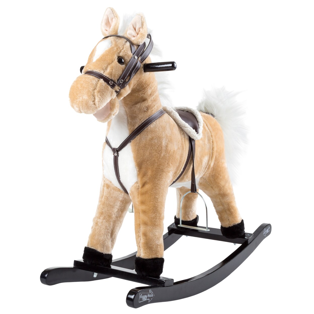 Happy Trails   Rocking Horse Toddler to 4 Yrs Wooden Rocker Stuffed Animal Noise Saddle Reins Ride on Toy