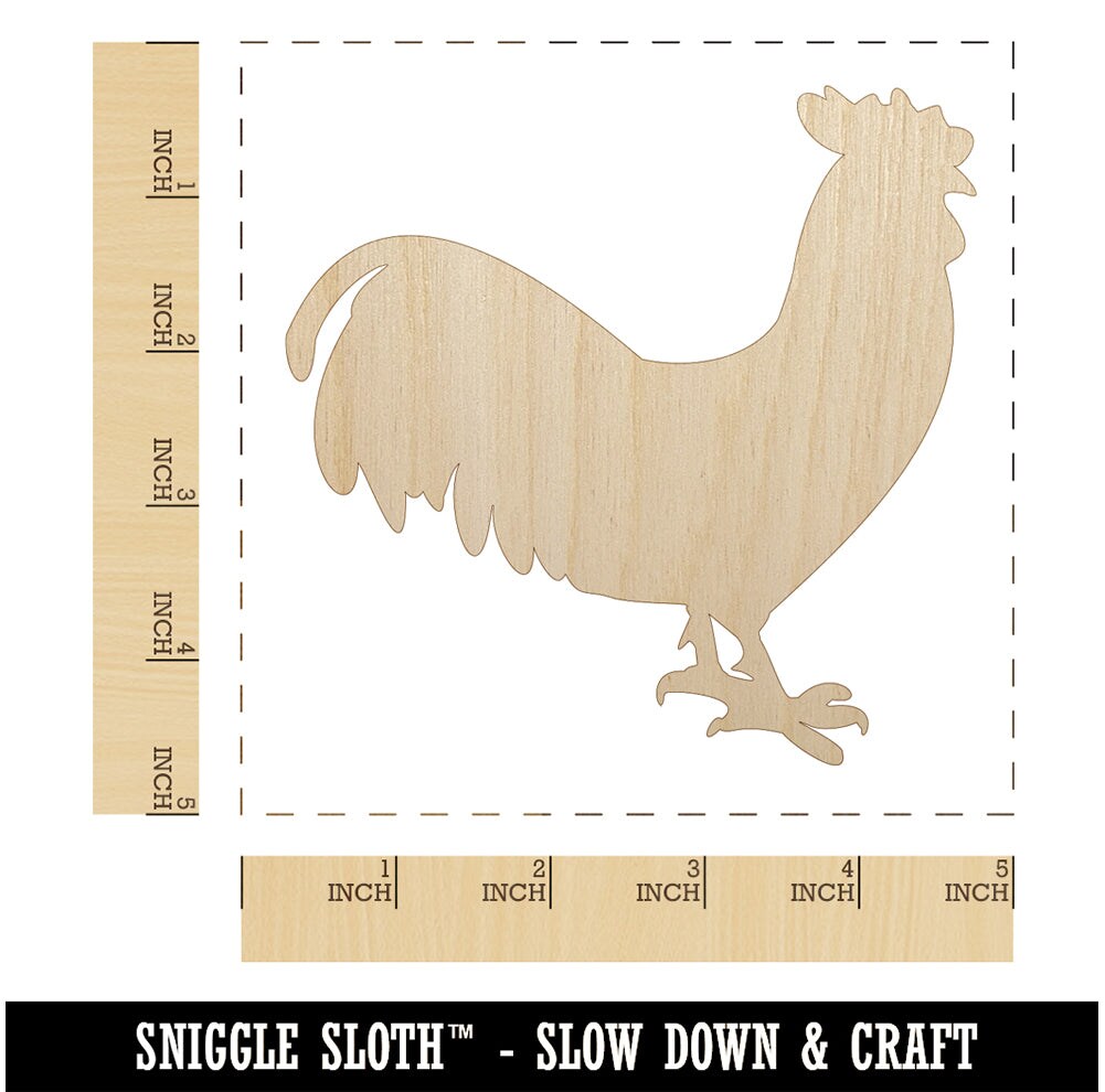 Rooster Chicken Standing Solid Unfinished Wood Shape Piece Cutout for DIY  Craft Projects