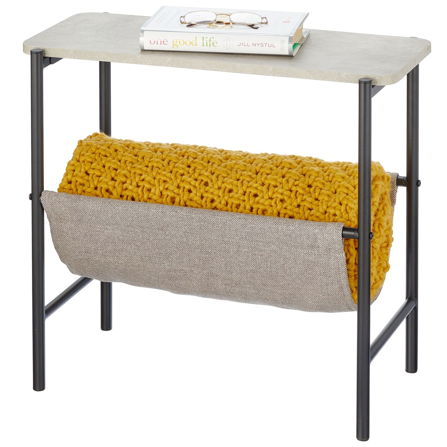 mDesign Metal Accent Furniture Side/End Table with Storage Basket