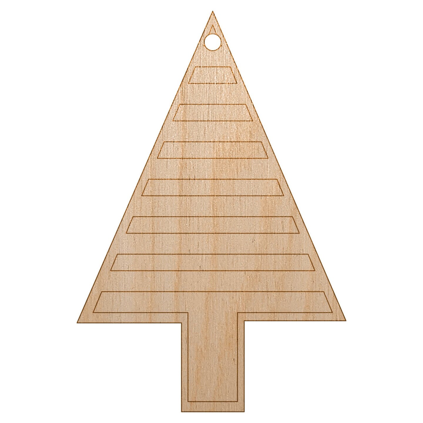 Striped Pine Woodland Tree Unfinished Craft Wood Holiday Christmas Tree Diy Pre Drilled Ornament 