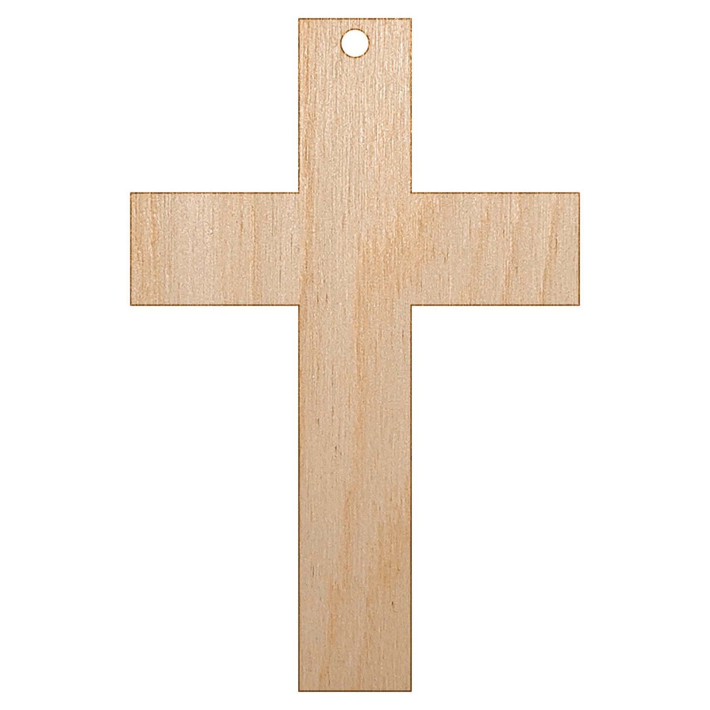 Cross Christian Church Religion Unfinished Craft Wood Holiday Christmas Tree DIY Pre-Drilled Ornament