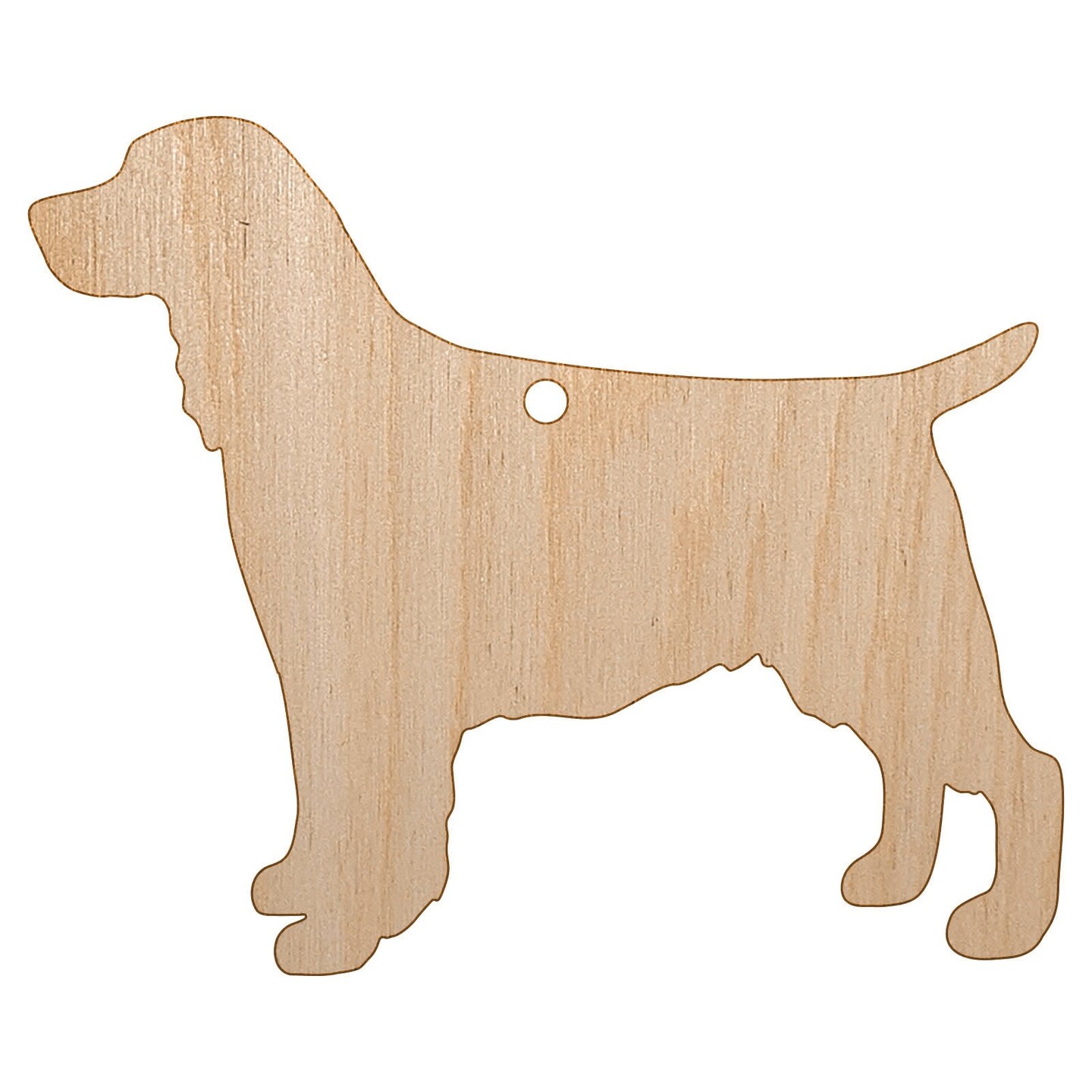English Springer Spaniel Dog Solid Unfinished Craft Wood Holiday Christmas Tree DIY Pre-Drilled Ornament