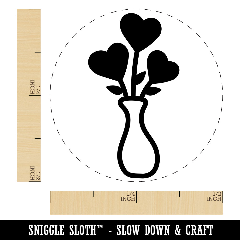 Vase of Heart Flowers Valentine&#x27;s Day Self-Inking Rubber Stamp for Stamping Crafting Planners