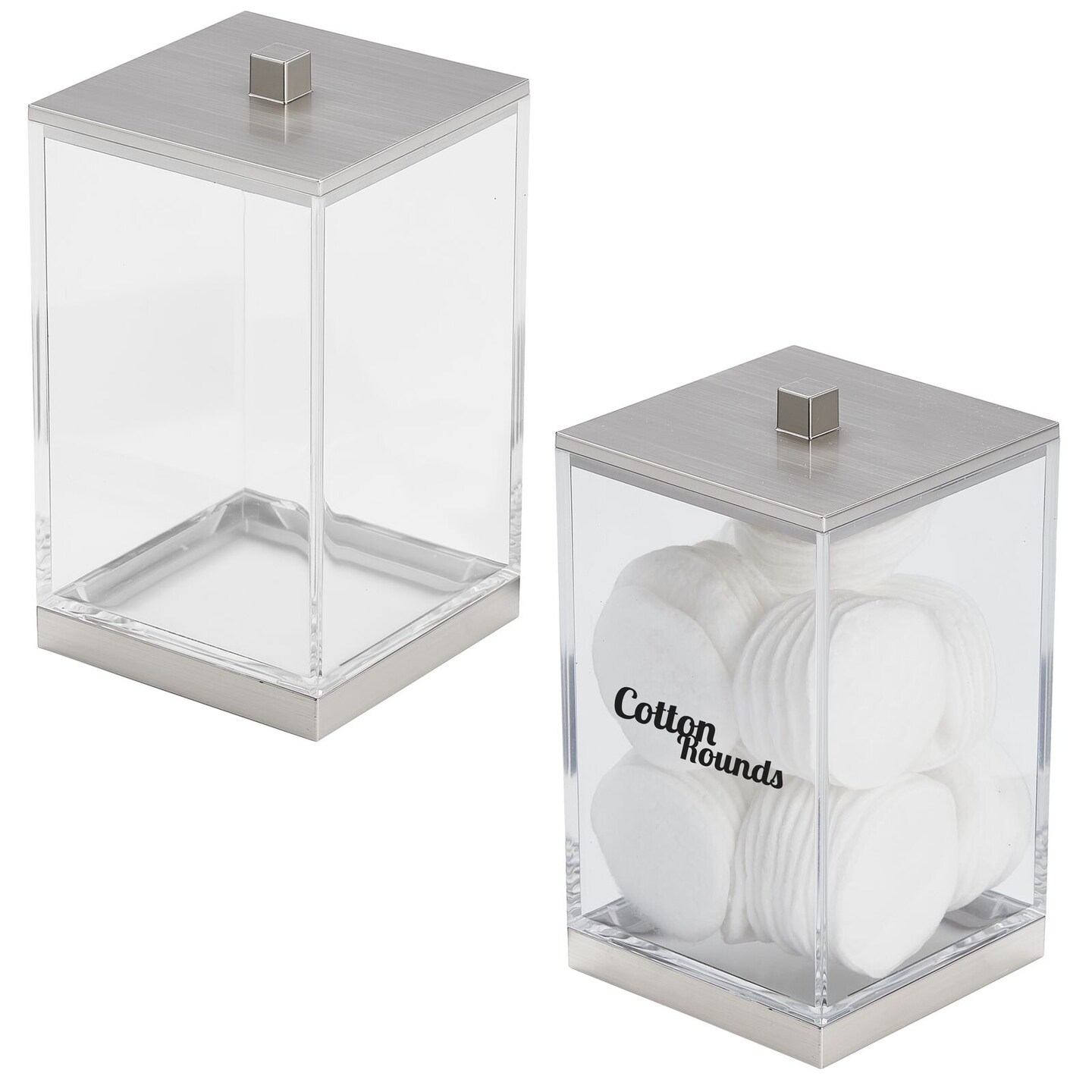 mDesign Square Apothecary Storage Jar with Labels for Bathroom
