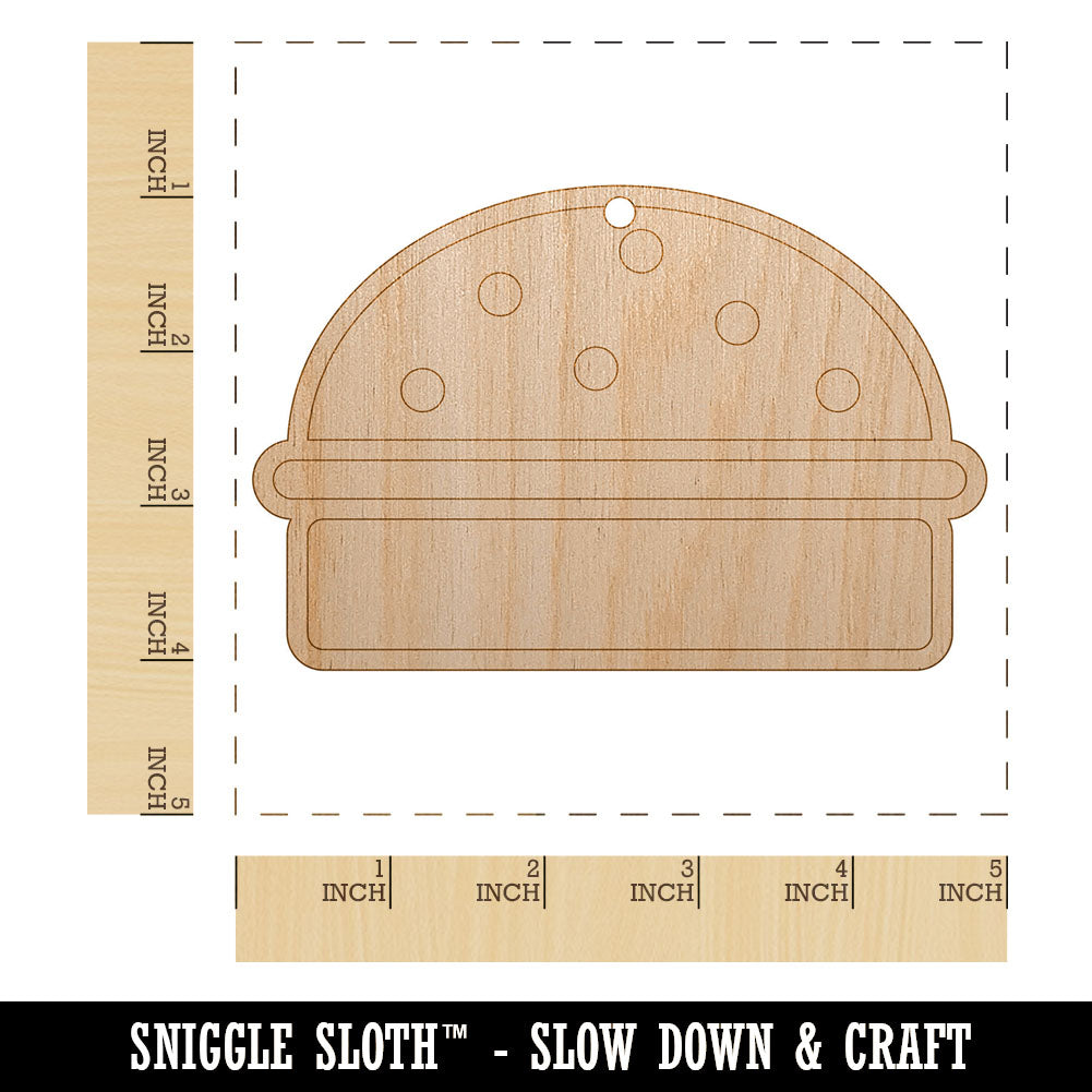 Hamburger Outline Fast Food Unfinished Craft Wood Holiday Christmas Tree DIY Pre-Drilled Ornament