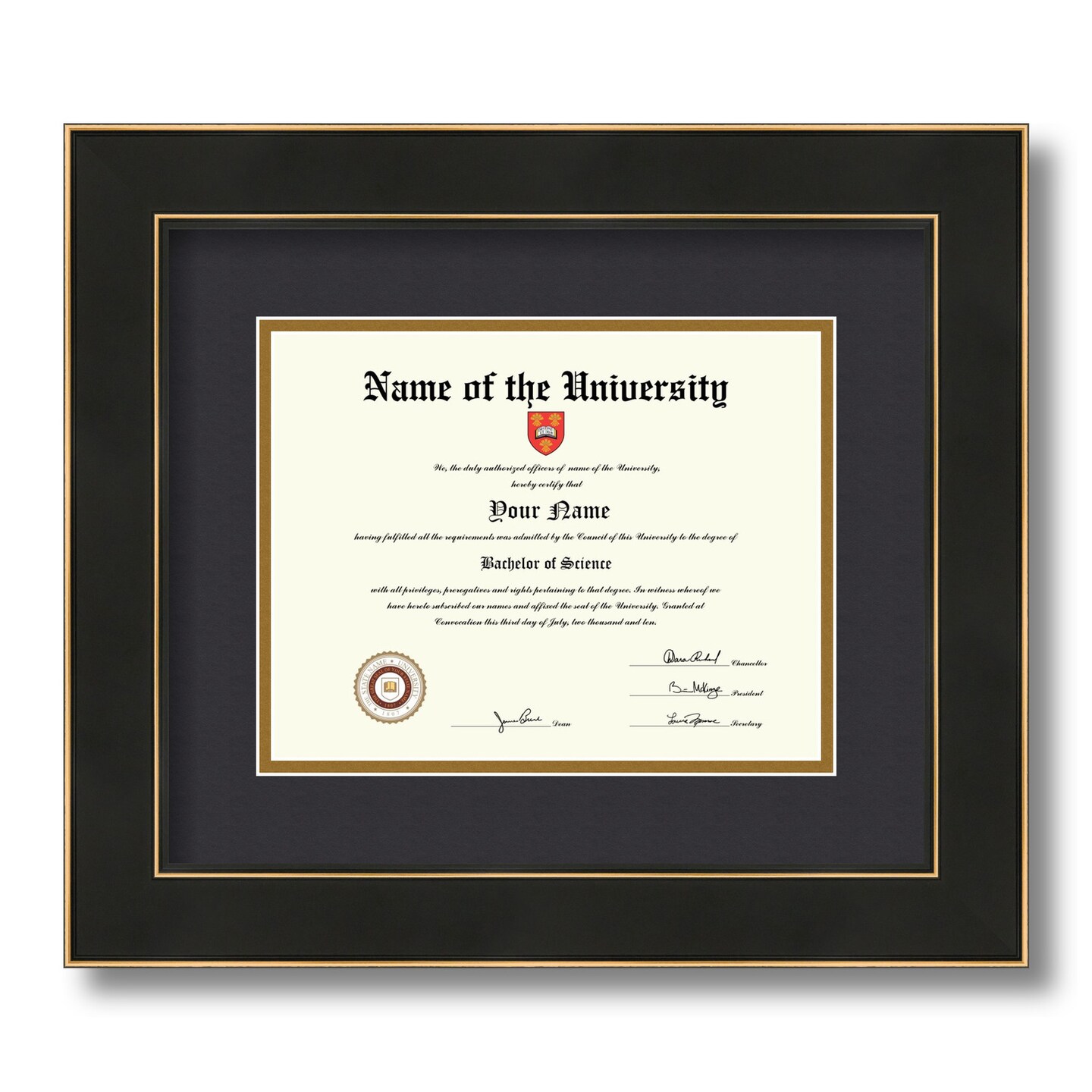 ArtToFrames 7x9 inch Diploma Frame - Framed with Black and Gold Mats, Comes with Regular Glass and Sawtooth Hanger for Wall Hanging (D-7x9)