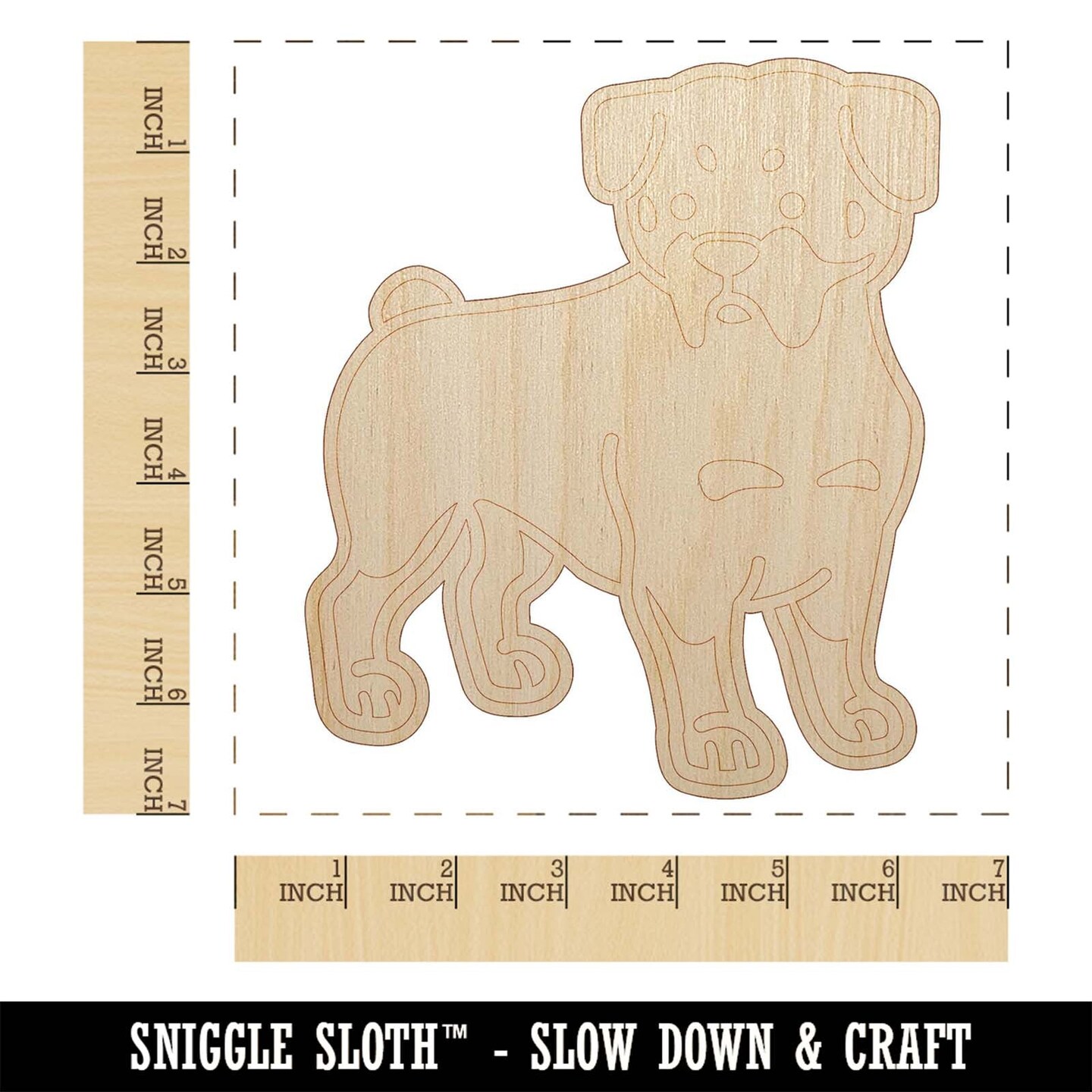 Rottweiler Rottie Standing Dog Unfinished Wood Shape Piece Cutout for DIY Craft Projects