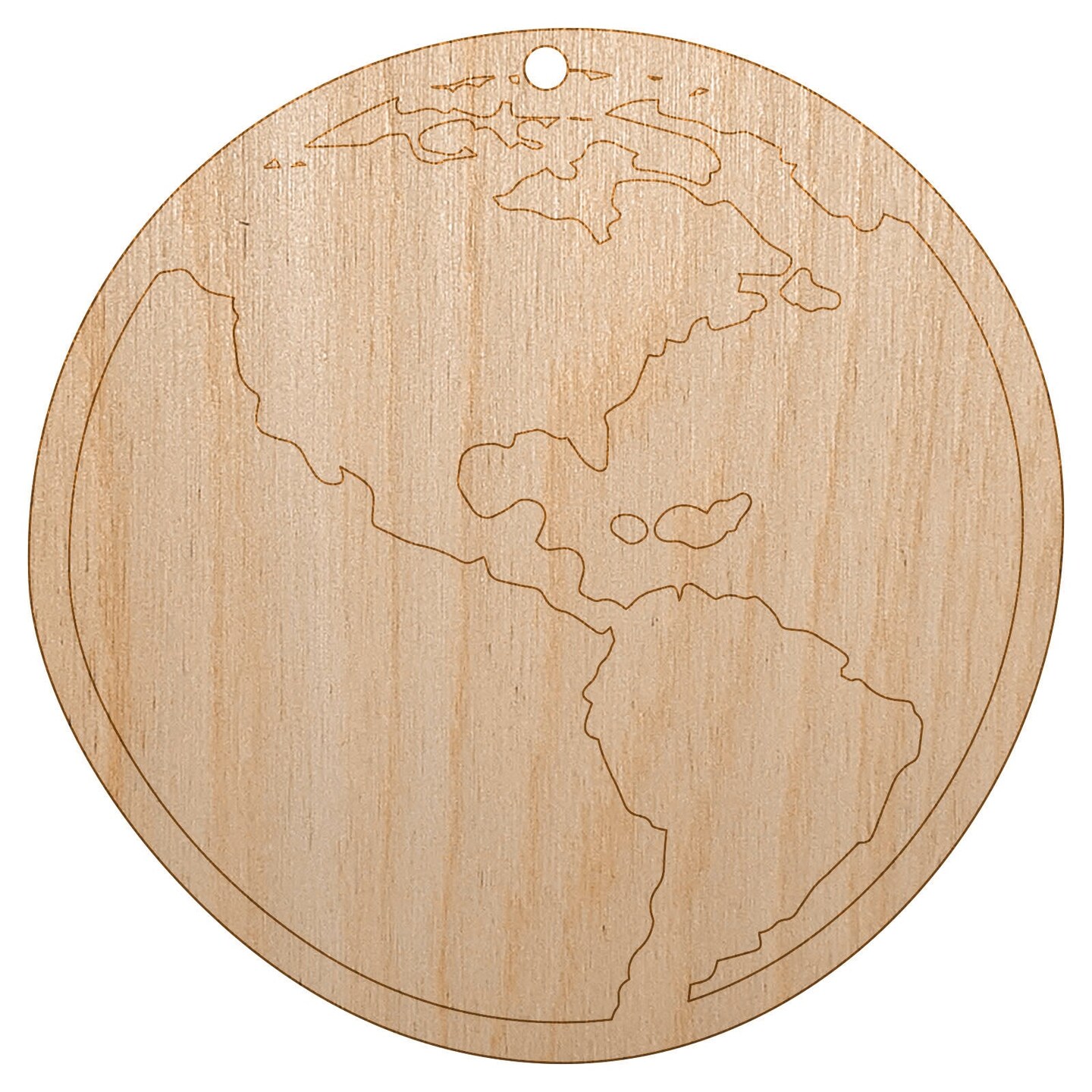 Earth Globe Travel Doodle Unfinished Craft Wood Holiday Christmas Tree DIY Pre-Drilled Ornament
