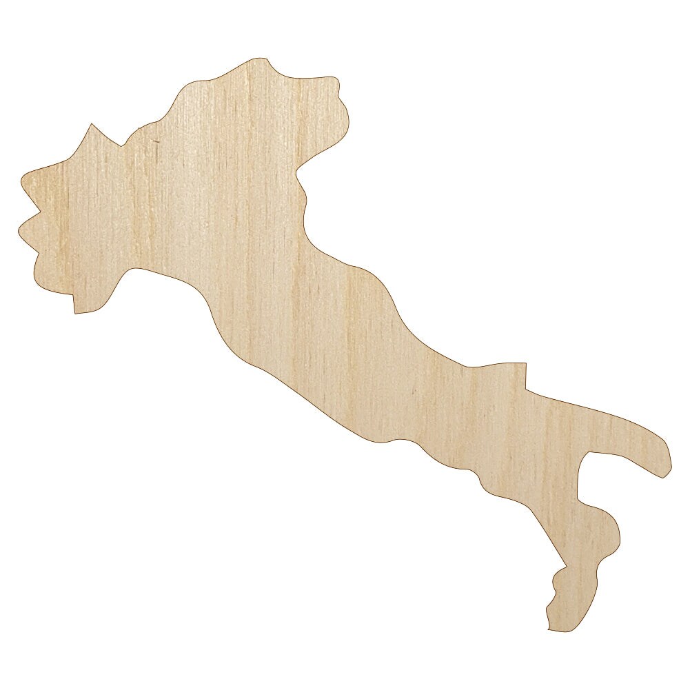 Italy Country Solid Unfinished Wood Shape Piece Cutout for DIY Craft Projects