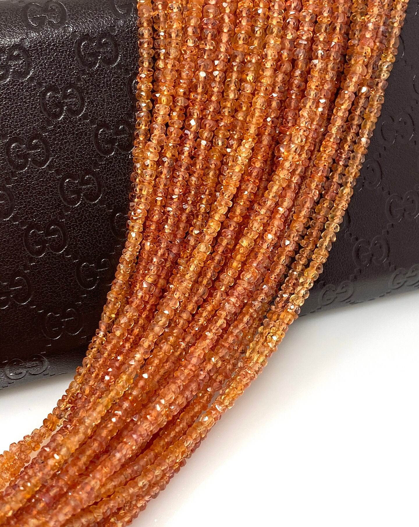 Natural Songea Sapphire Gemstone Beads - Micro Faceted, 16.5&#x22;&#x9D;, Orange Red, 2.5mm - 3.5mm