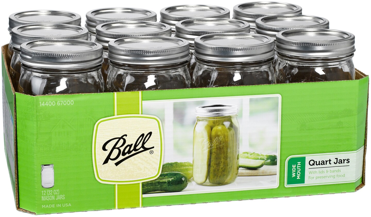 Ball(R) Wide Mouth Mason Canning Jars 12/Pkg-Quart, 32Oz