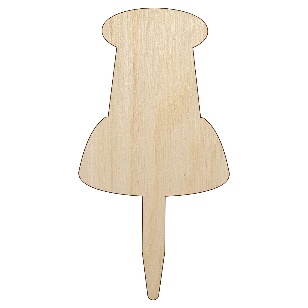 Push Pin Thumbtack Unfinished Wood Shape Piece Cutout for DIY Craft Projects