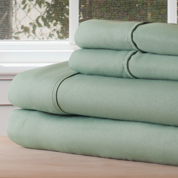 Lavish Home Series 1200 Queen Sheet Set Sage Soft Microfiber 4 Piece Wrinkle Free