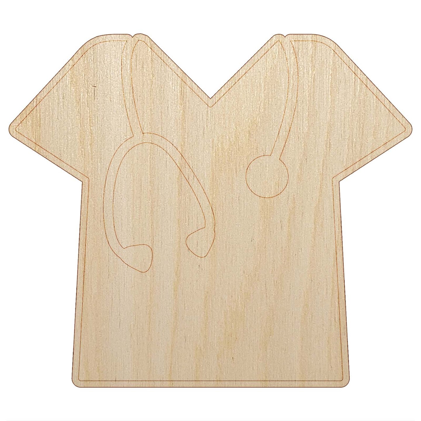 Medical Scrubs and Stethoscope Hospital Doctor Nurse Unfinished Wood Shape Piece Cutout for DIY Craft Projects
