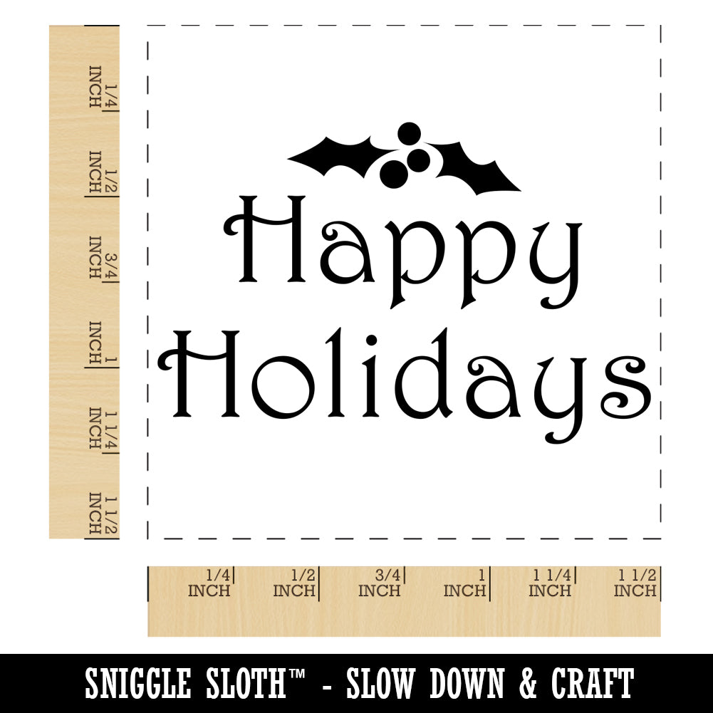 Self-Inking Christmas Rubber Stamp - Happy Holidays - Red Ink