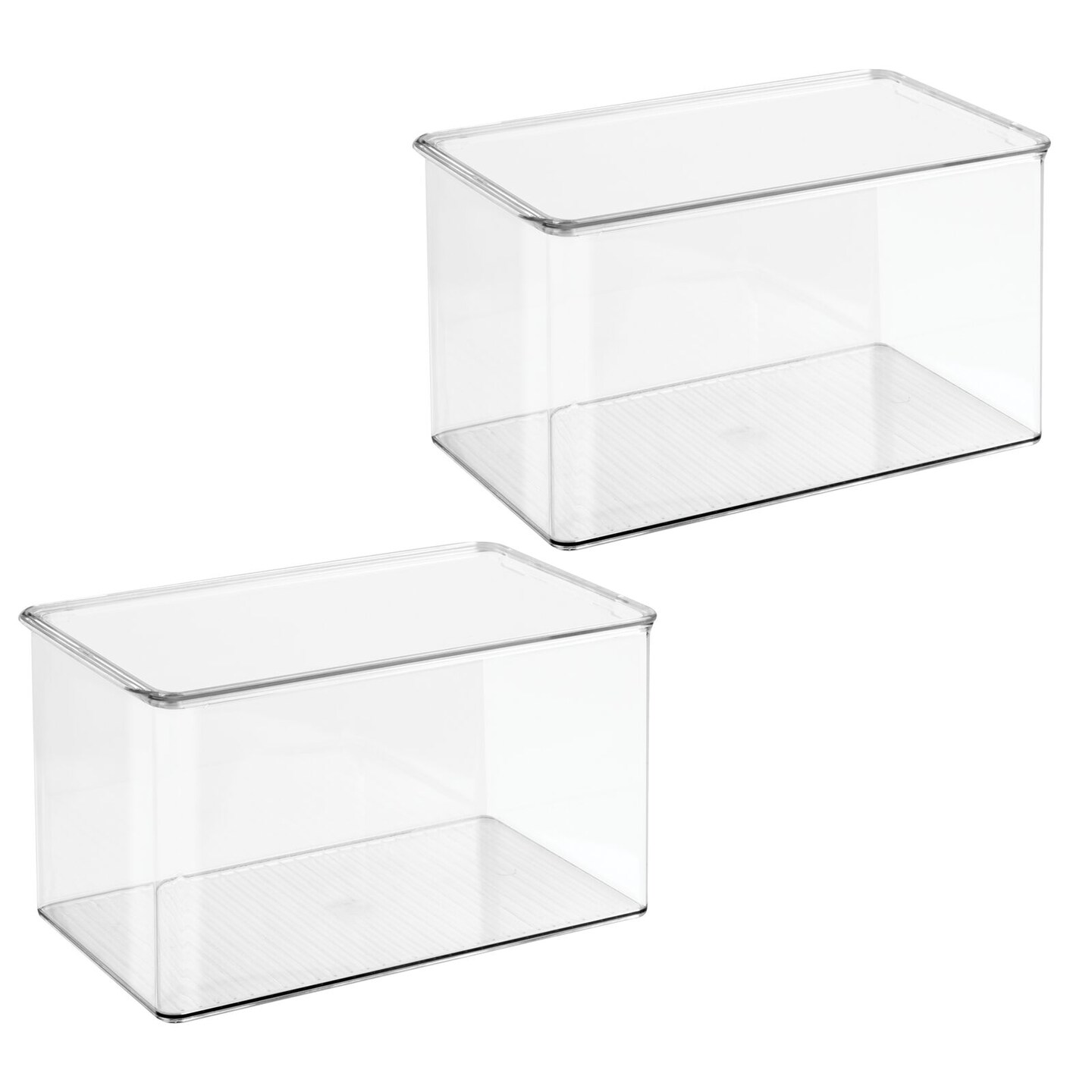 mDesign Stackable Bathroom Storage Bin Box with Lid, 2 Pack