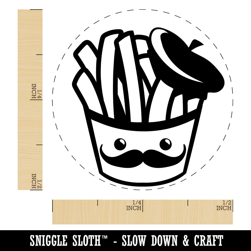 French Fries with Mustache and Beret Self-Inking Rubber Stamp for Stamping Crafting Planners