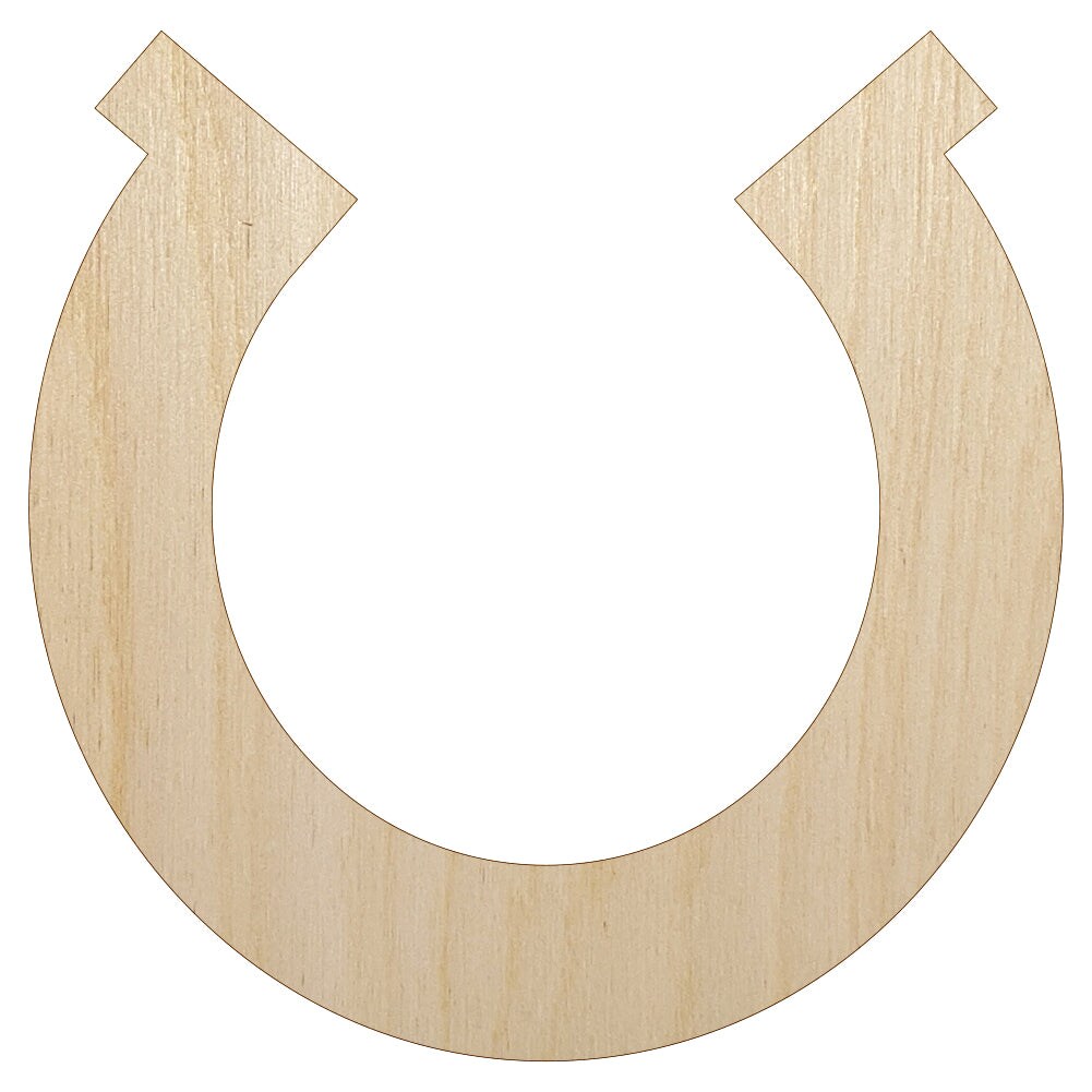 Horseshoe Lucky Solid Unfinished Wood Shape Piece Cutout for DIY Craft Projects