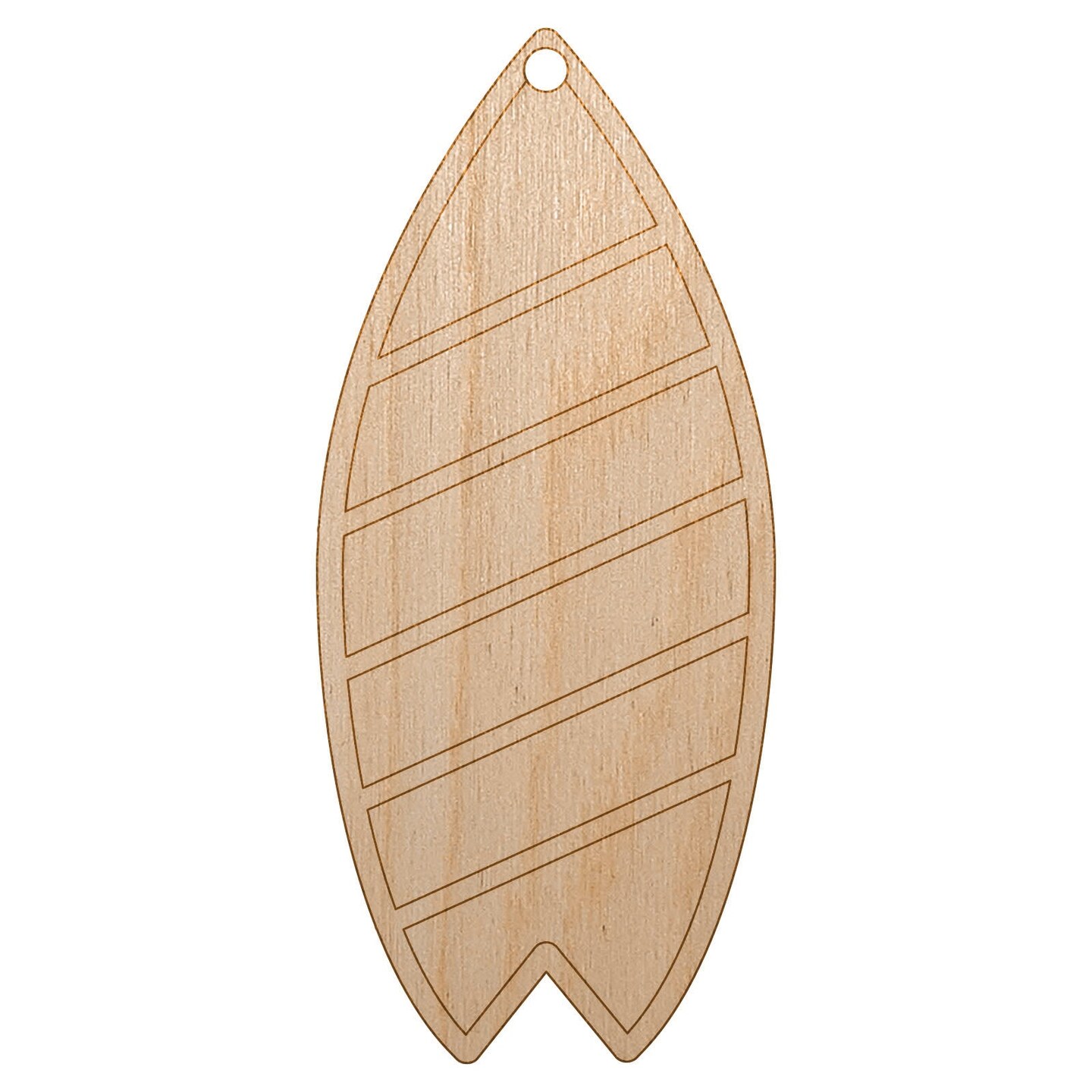Striped Surfboard Unfinished Craft Wood Holiday Christmas Tree DIY Pre-Drilled Ornament