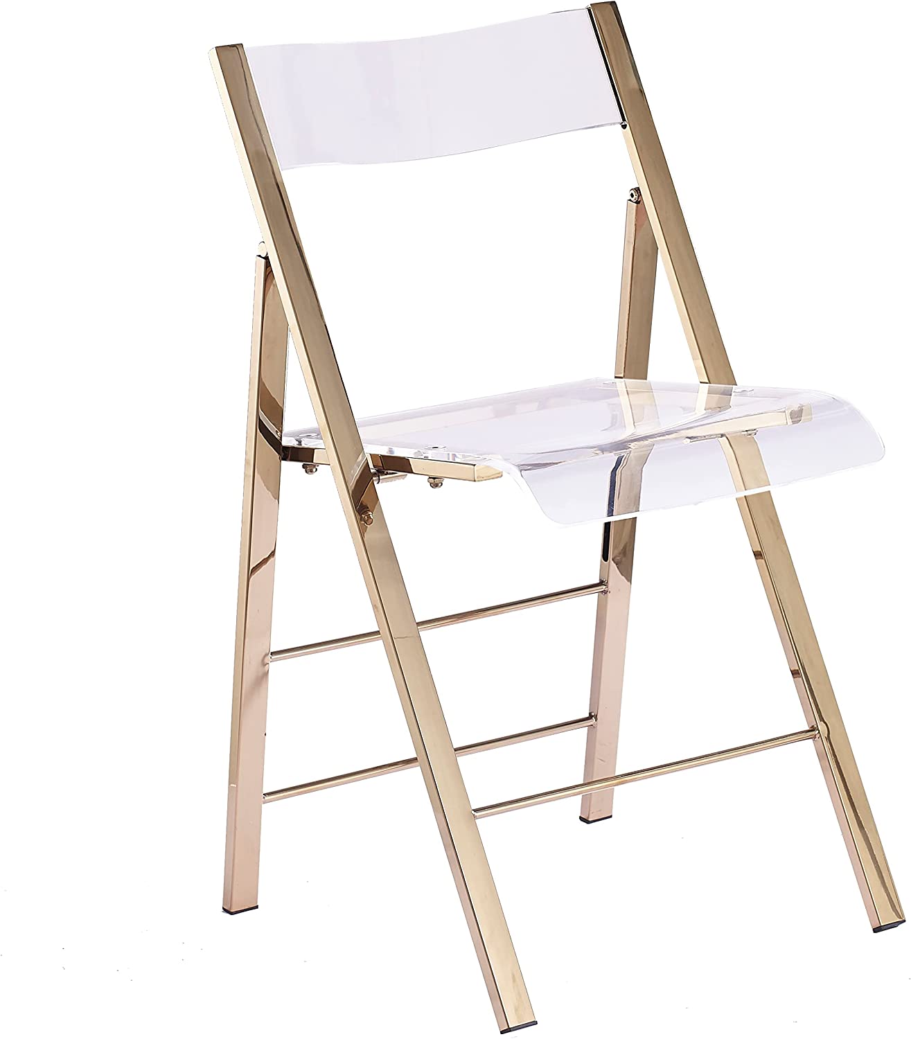 ISL Furnishings- Kasper Flex Luxury Modern Folding Chairs Acrylic Lucite (New Gold - 1 Pack)