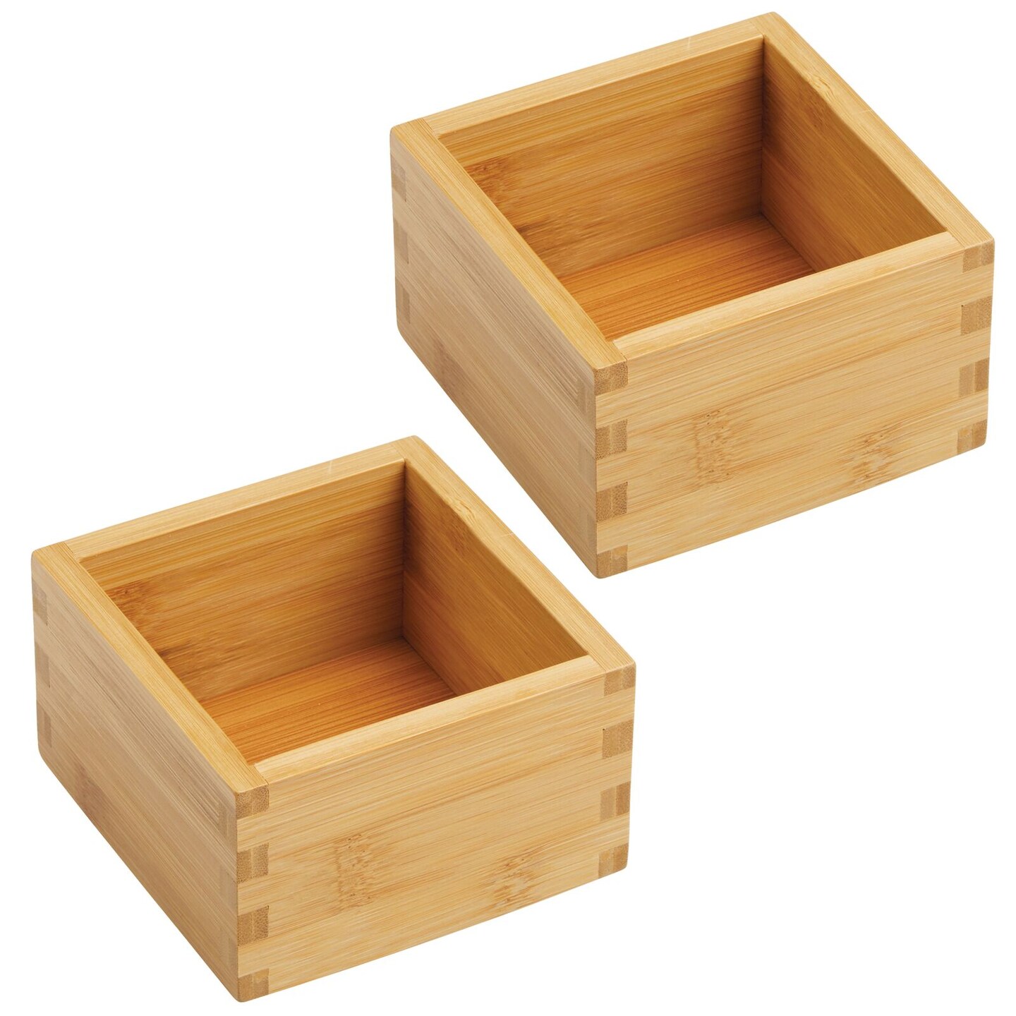 mDesign Bamboo Wood Kitchen Cabinet Drawer Organizer Tray Bins