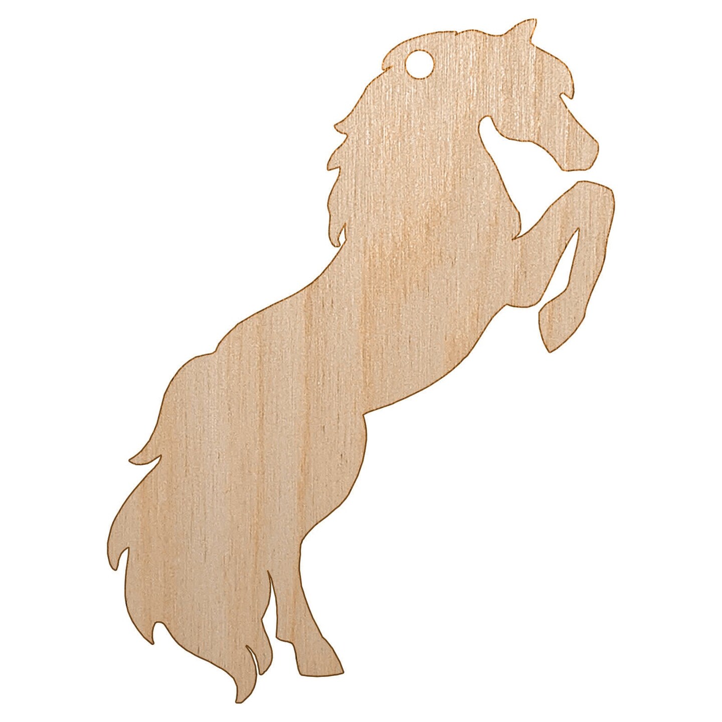 Horse Rearing on Hind Legs Solid Unfinished Craft Wood Holiday Christmas Tree DIY Pre-Drilled Ornament